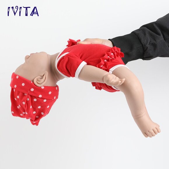 17" Sleeping Silicone Reborn Baby Girl Newborn Full Body Floppy Silicone Doll - Picture 7 of 10